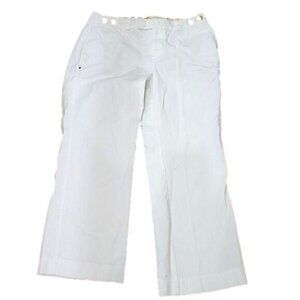 Tommy Hilfiger Pants cropped White Cotton Mid-rise Straight Leg Women's 6